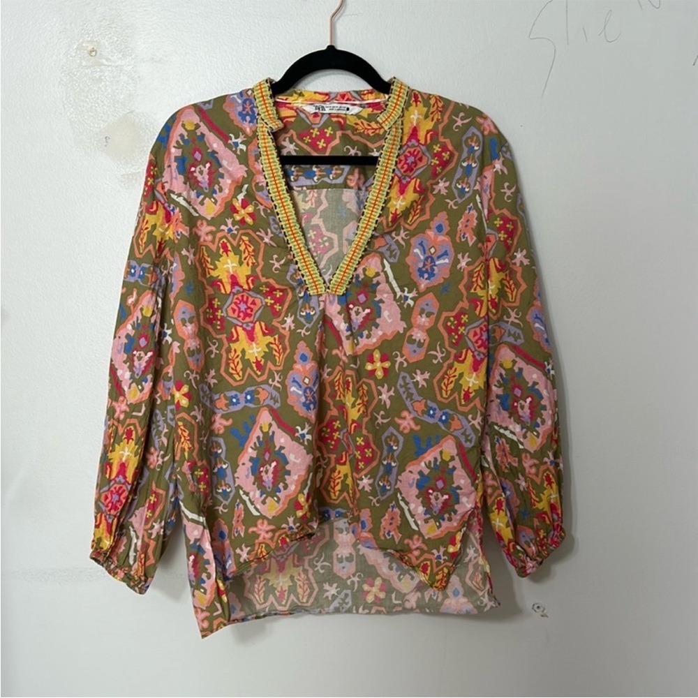 Zara Multicolor Bohemian Blouse